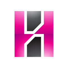 Magenta and Black Glossy Letter H Icon with Vertical Rectangles