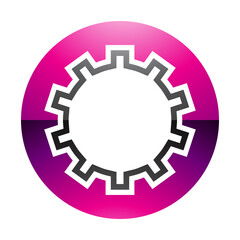 Magenta and Black Glossy Letter O Icon with Castle Wall Pattern