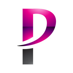 Magenta and Black Glossy Letter P Icon with a Pointy Tip