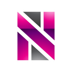 Magenta and Black Glossy Rectangle Shaped Letter N Icon