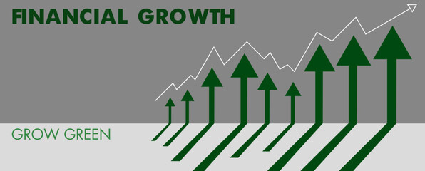 Financial growth background banner. Grow green. Growth line economy concept earning. Sustainable environment concept.