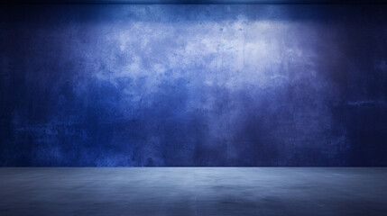 An empty canvas with an abstract indigo background wall creates a tranquil and innovative atmosphere for artistic expression