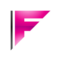 Magenta and Black Triangular Glossy Letter F Icon