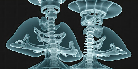 X-ray of cervical vertebrae: An image of the seven vertebrae in the neck region - Generative AI - obrazy, fototapety, plakaty