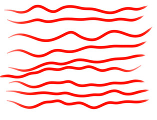 red brush stroke wavy line on white background