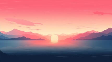 sunset in the mountains. Generative AI