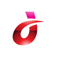 Magenta and Red Curved Glossy Spiky Letter D Icon