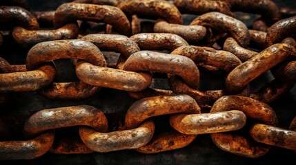 Fototapeta premium close up of rusty chain. Generative AI