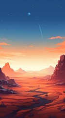 sunset over the mountains. Generative AI