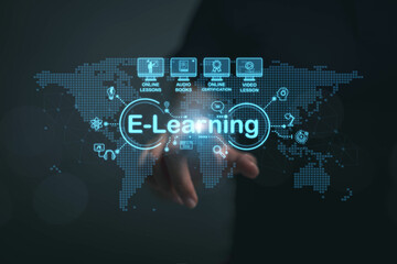 The concept of learning, self-study with online systems through the Internet network, e-learning...