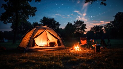 tent in the night. Generative AI