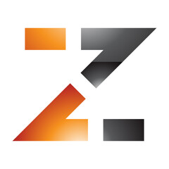 Orange and Black Glossy Dotted Line Shaped Letter Z Icon