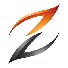 Orange and Black Glossy Fire Shaped Letter Z Icon