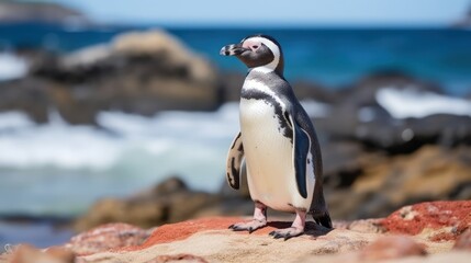 Fototapeta premium penguin in polar regions. Generative AI