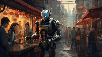 robot in the city. Generative AI