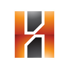 Orange and Black Glossy Letter H Icon with Vertical Rectangles