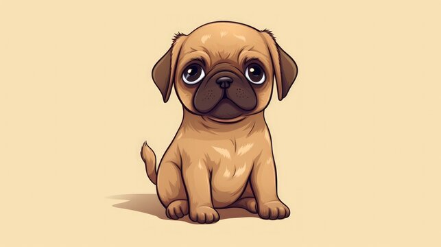 Cute pug sitting, vector illustration. Generative AI