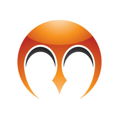 Orange and Black Glossy Round Letter M Icon with Pointy Tips