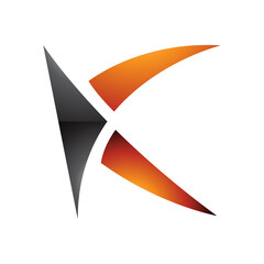 Orange and Black Glossy Spiky Letter K Icon