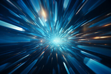 Zoom perspectives abstract beauty blurred blue burst with centric motion pattern Generative AI