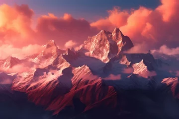 Crédence de cuisine en verre imprimé Corail Stunning mountains in a chilly winter landscape