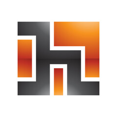 Orange and Black Square Shaped Glossy Letter H Icon