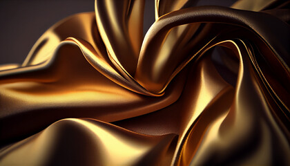 Golden fabric texture background, close up, Ai generated image