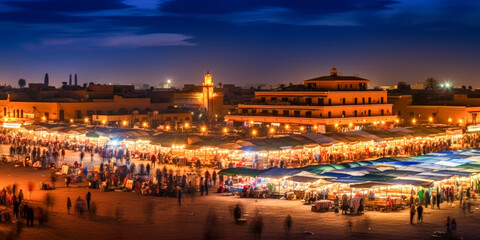 Naklejka premium Marrakesh at night Morocco - Generative AI