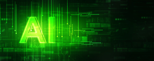 2d illustration Artificial Intelligence (AI) concept
