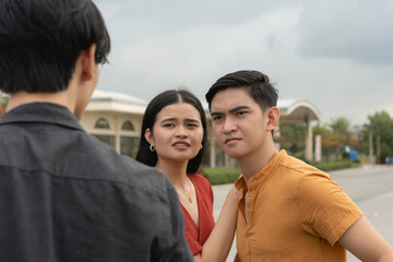 An irate and protective man confronts an obsessed guy stalking his girlfriend. An awkward meeting...