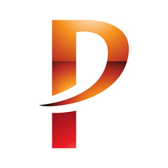 Orange and Red Glossy Letter P Icon with a Pointy Tip