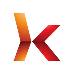 Orange and Red Glossy Lowercase Arrow Shaped Letter K Icon