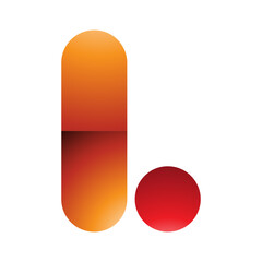 Orange and Red Glossy Rounded Letter L Icon