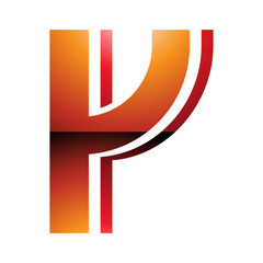 Orange and Red Glossy Striped Shaped Letter Y Icon