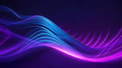Naklejka premium Abstract big neon wave background. holographic iridescent render. Design visual for background wallpaper banner poster or cover. Fluid organic wave with glass colorful gradient material, Generative AI