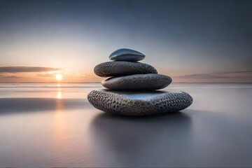 zen stones on the beach Generator AI