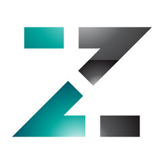 Persian Green and Black Glossy Dotted Line Shaped Letter Z Icon