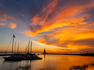 Beautiful sunset landscape of Lake Hefner