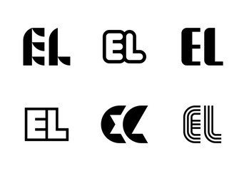 Set of letter EL logos. Abstract logos collection with letters. Geometrical abstract logos