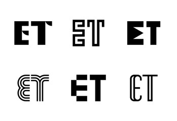 Set of letter ET logos. Abstract logos collection with letters. Geometrical abstract logos