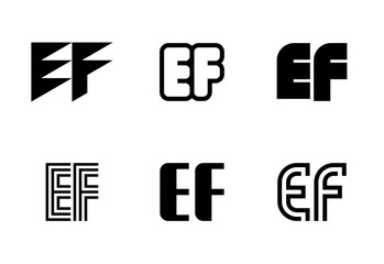 Set of letter EF logos. Abstract logos collection with letters. Geometrical abstract logos