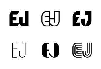 Set of letter EJ logos. Abstract logos collection with letters. Geometrical abstract logos