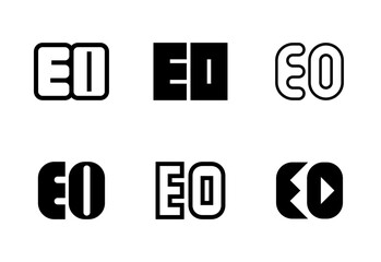 Set of letter EO logos. Abstract logos collection with letters. Geometrical abstract logos