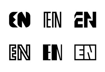 Set of letter EN logos. Abstract logos collection with letters. Geometrical abstract logos
