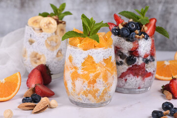 This Chia Pudding is made with Greek Yogurt and pieces of fruit and honey. Is deliciously creamy, healthy, and very quick and easy to make. The perfect breakfast. Vegan-adaptable. Gluten-free.