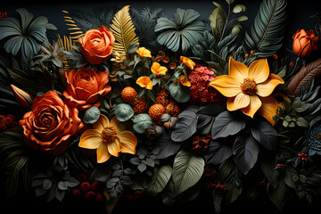 Flowers and leaves background - AI Technology