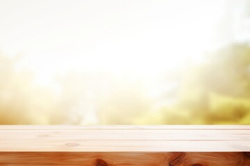 The empty wooden table top with blur background of scenery.