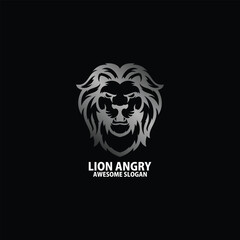 lion angry logo design gradient line