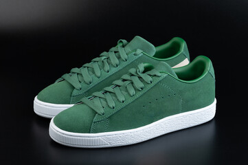 Casual comfortable pair green shoes