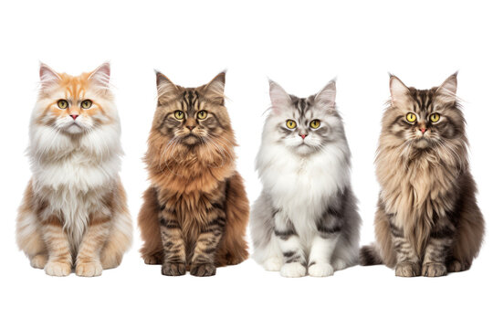 Cats isolated on transparent background cutout PNG , ai generative